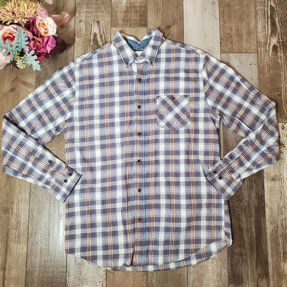 Weatherproof Blue Gray and White Casual Button Down Shirt Men's Size Medium EUC - Picture 2 of 16